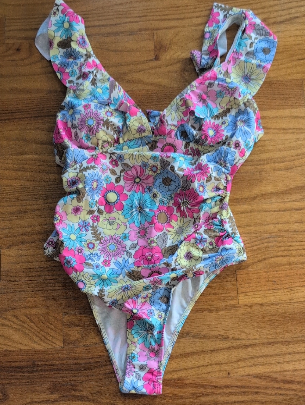 Floral Print One-Piece Swimsuit - Pink Multicolor